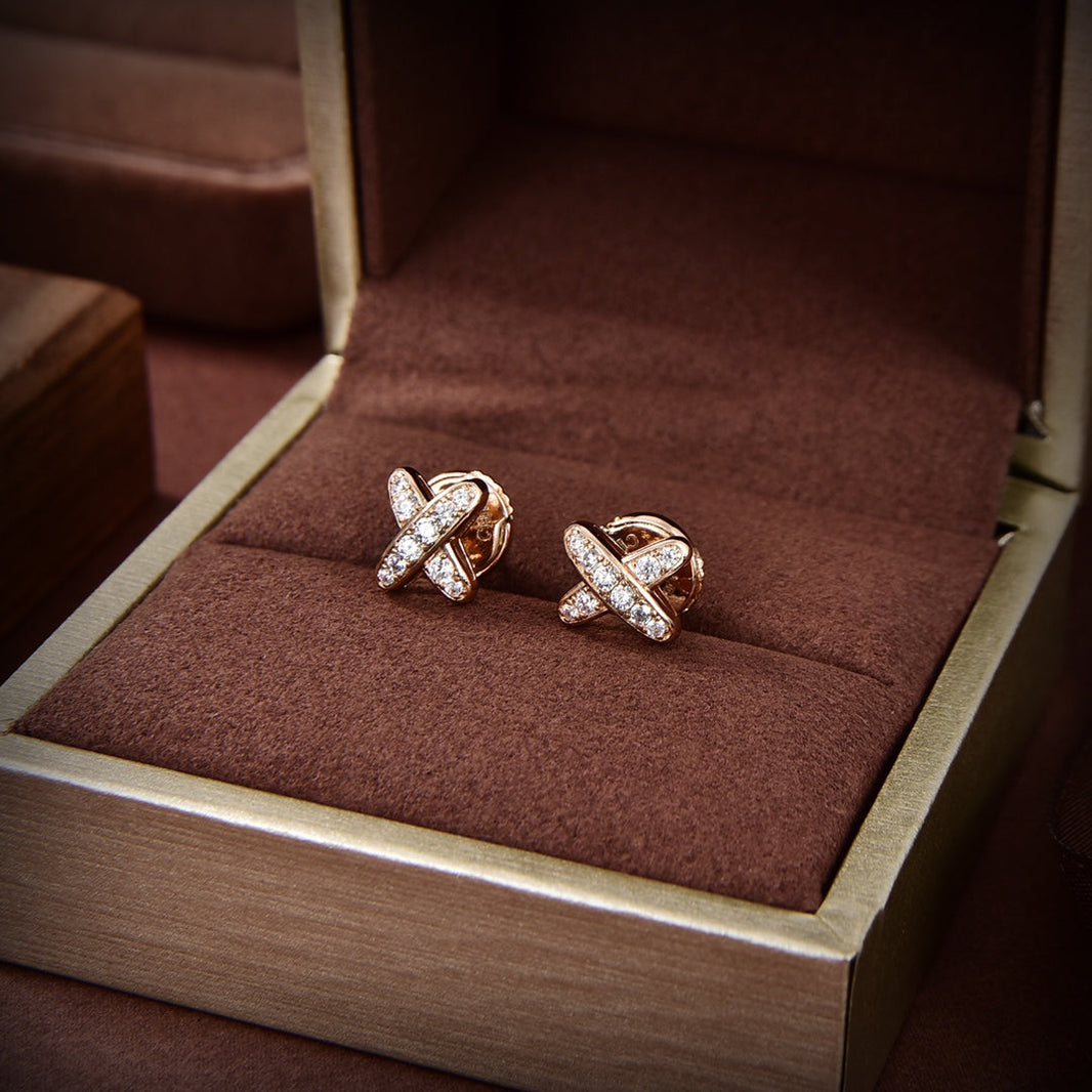 [Super Jewellery]JEUX DE GOLD DIAMOND EARRINGS