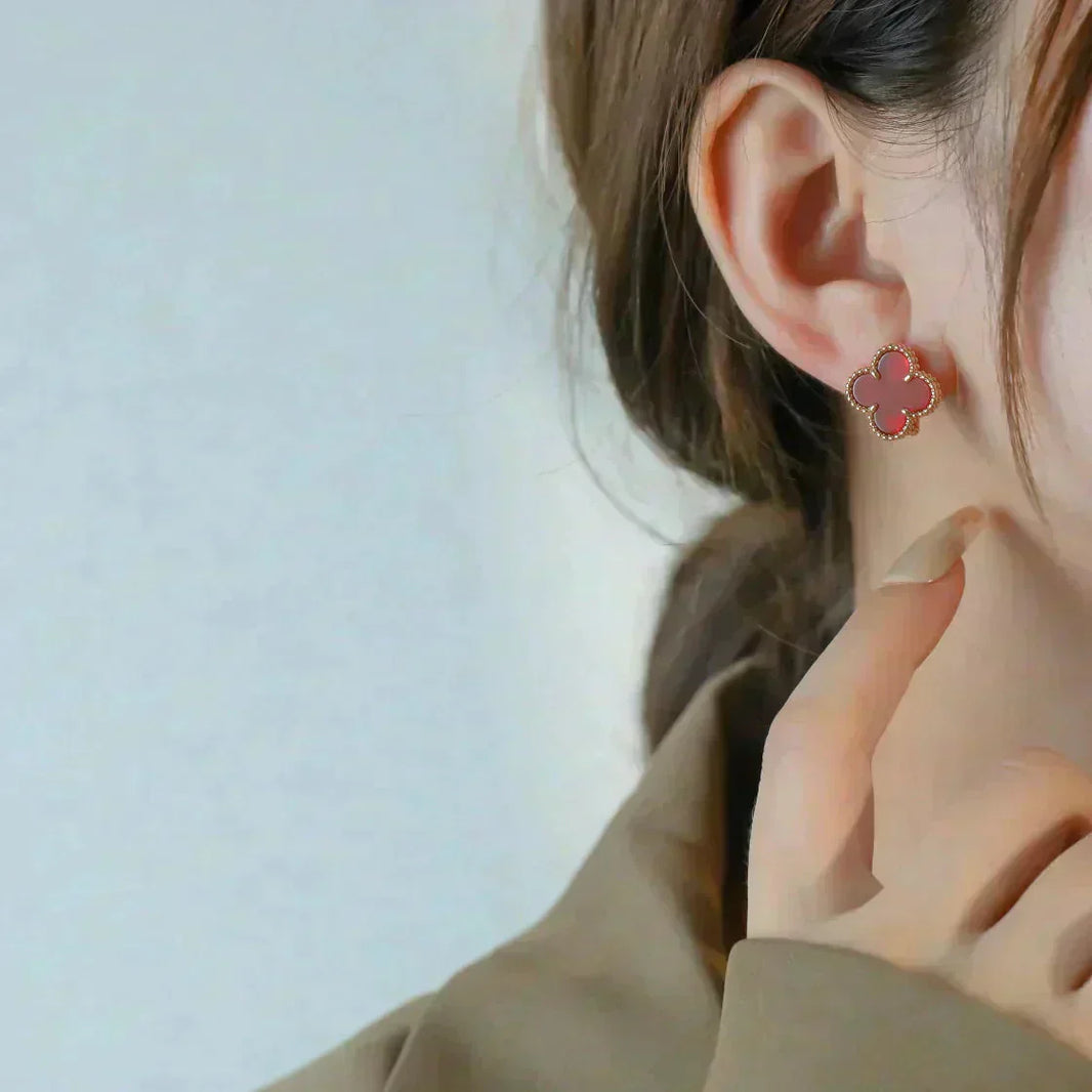 [Super Jewellery]CLOVER MEDIUM 1 MOTIFS CARNELIAN  EARRINGS