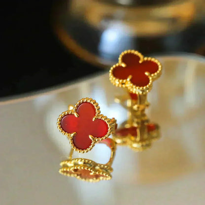 [Super Jewellery]CLOVER MEDIUM 1 MOTIFS CARNELIAN  EARRINGS