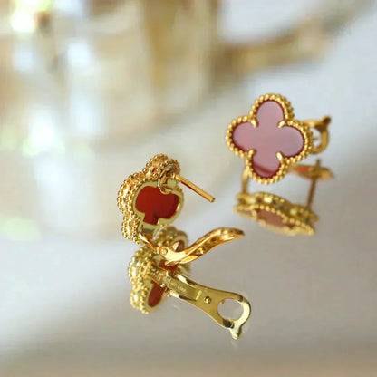 [Super Jewellery]CLOVER MEDIUM 1 MOTIFS CARNELIAN  EARRINGS
