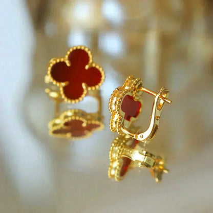 [Super Jewellery]CLOVER MEDIUM 1 MOTIFS CARNELIAN  EARRINGS