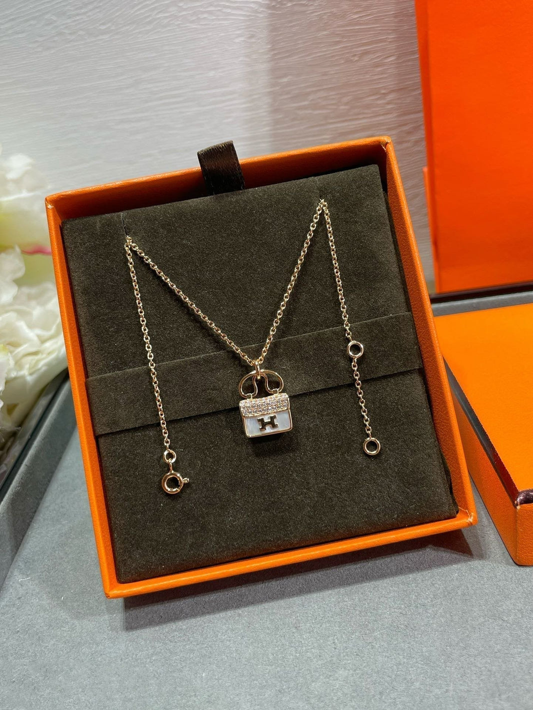 [Super Jewellery]H CIRCE MOISSANITE PENDANT NECKLACE GOLD