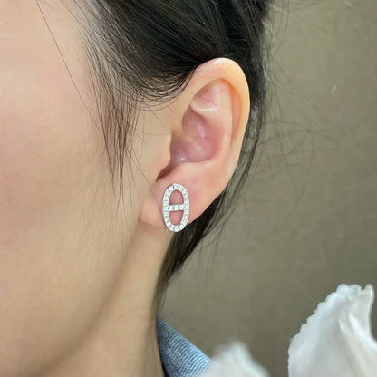 [Super Jewellery]HM FULL DIAMOND PIG NOSE STUD EARRINGS