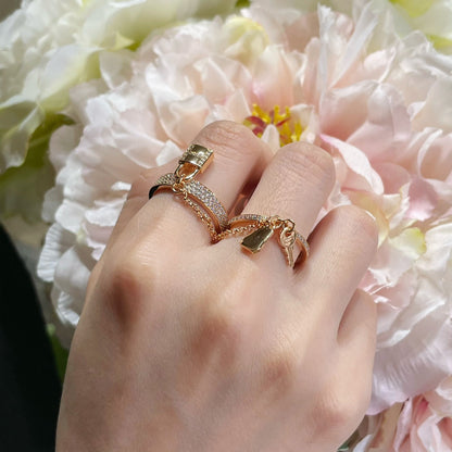 [Super Jewellery]HM KELLY CLOCHETTE DOUBLE RING IN  WITH DIAMONDS