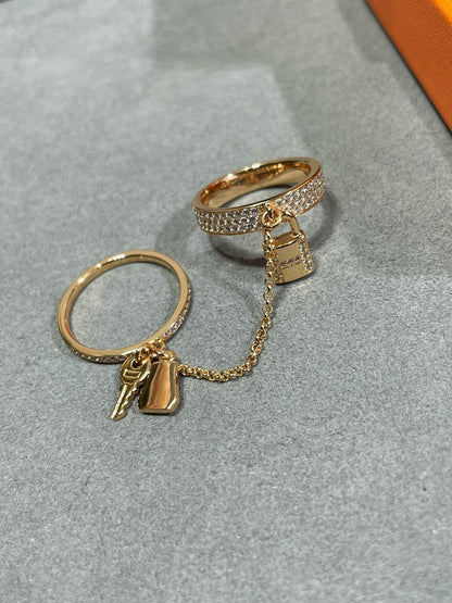 [Super Jewellery]HM KELLY CLOCHETTE DOUBLE RING IN  WITH DIAMONDS