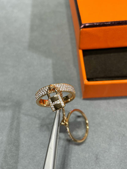 [Super Jewellery]HM KELLY CLOCHETTE DOUBLE RING IN  WITH DIAMONDS