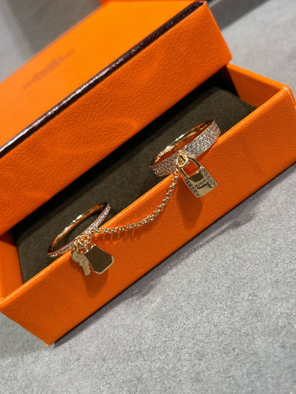 [Super Jewellery]HM KELLY CLOCHETTE DOUBLE RING IN  WITH DIAMONDS