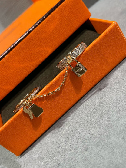 [Super Jewellery]HM KELLY CLOCHETTE DOUBLE RING IN  WITH DIAMONDS