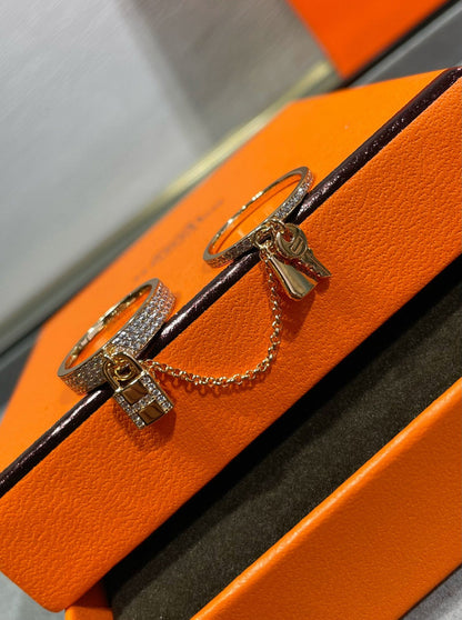 [Super Jewellery]HM KELLY CLOCHETTE DOUBLE RING IN  WITH DIAMONDS