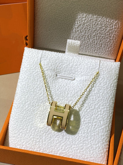 [Super Jewellery]HM CLIC YELLOW ENAMEL GOLD NECKLACE