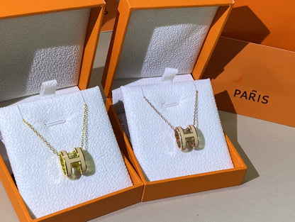 [Super Jewellery]HM CLIC YELLOW ENAMEL GOLD NECKLACE