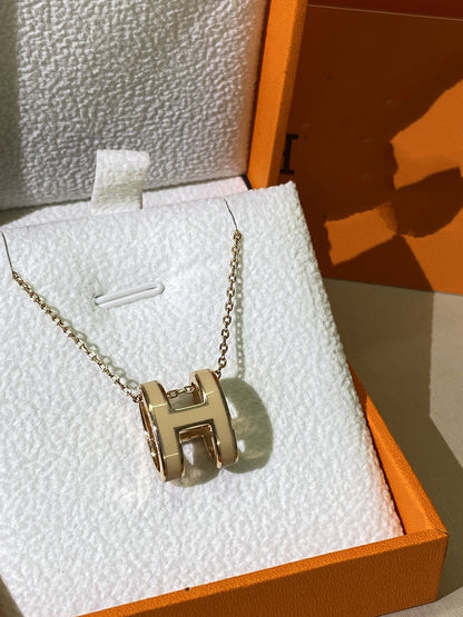 [Super Jewellery]HM CLIC YELLOW ENAMEL GOLD NECKLACE