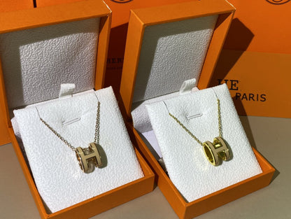 [Super Jewellery]HM CLIC YELLOW ENAMEL GOLD NECKLACE