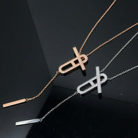 [Super Jewellery]HM NECKLACE PLATINUM ROSE GOLD DIAMOND