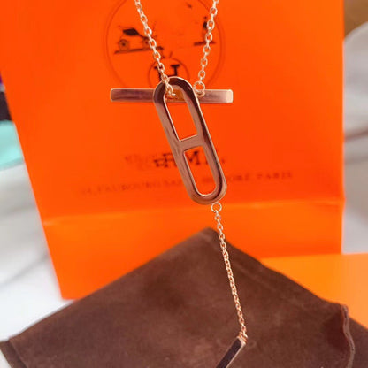 [Super Jewellery]HM NECKLACE PLATINUM ROSE GOLD DIAMOND