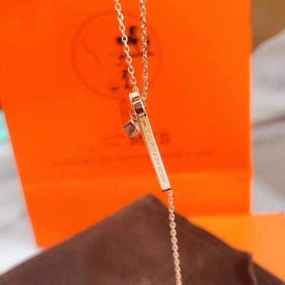 [Super Jewellery]HM NECKLACE PLATINUM ROSE GOLD DIAMOND