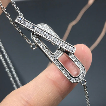 [Super Jewellery]HM NECKLACE PLATINUM ROSE GOLD DIAMOND