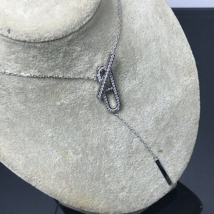 [Super Jewellery]HM NECKLACE PLATINUM ROSE GOLD DIAMOND