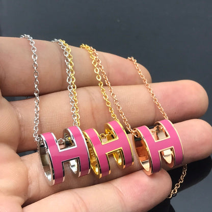 [Super Jewellery]H NECKLACE PINK