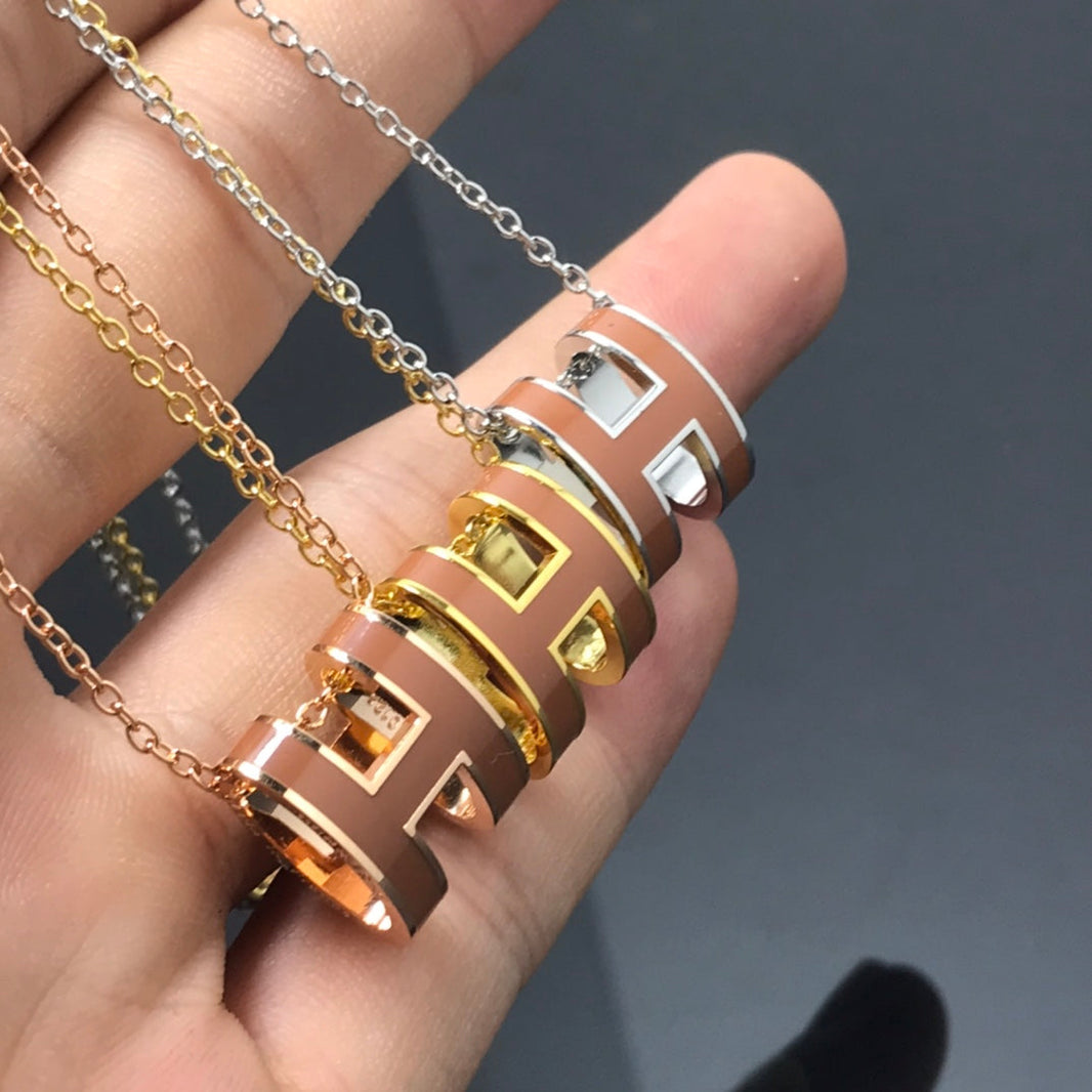 [Super Jewellery]H NECKLACE BROWN