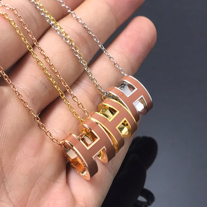 [Super Jewellery]H NECKLACE BROWN