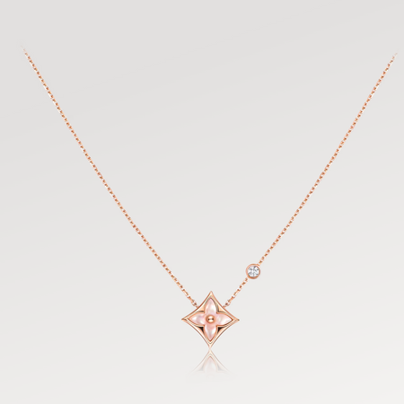 [Super Jewellery]STAR PINK MOP 1 DIAMOND PINK GOLD NECKLACE