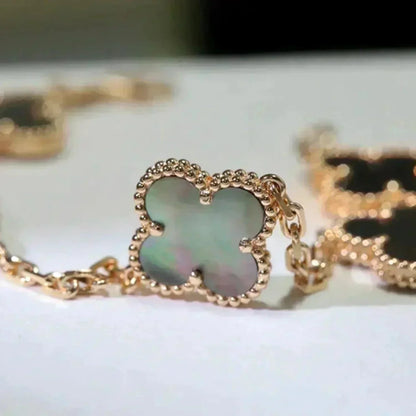 [Super Jewellery] CLOVER 5 MOTIF GRAY MOP BRACELET COLLECTION