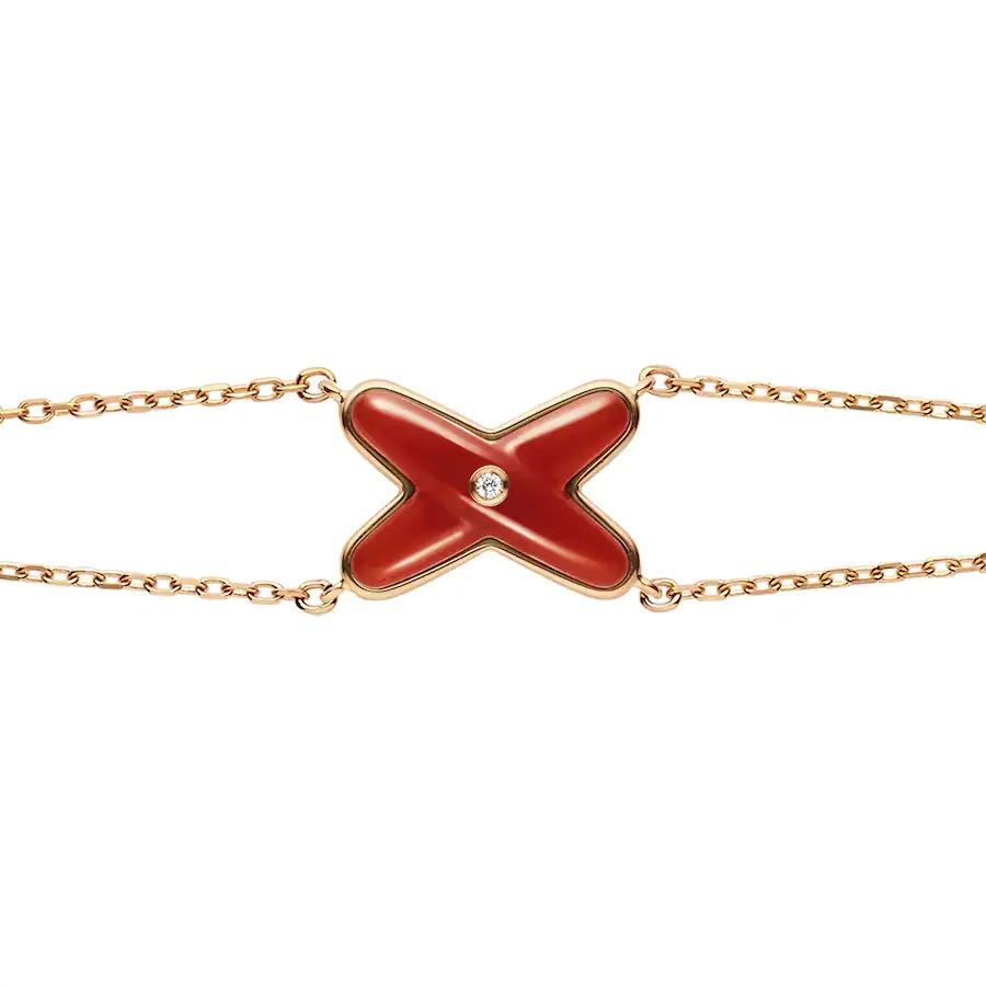 [Super Jewellery]JEUX BRACELET CARNELIAN PINK GOLD 1 DIAMOND