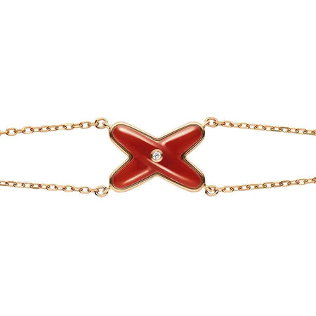 [Super Jewellery]JEUX BRACELET CARNELIAN PINK GOLD 1 DIAMOND