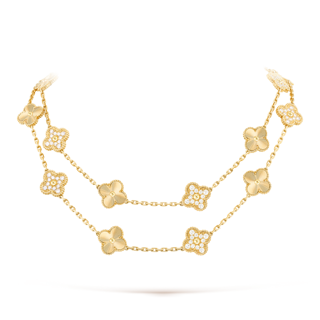 [Super Jewellery]CLOVER 20 MOTIFS LASER DIAMOND NECKLACE
