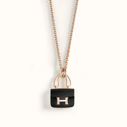 [Super Jewellery]CONSTANCE BLACK PEDANT PINK GOLD NECKLACE
