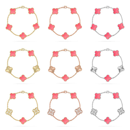 [Super Jewellery] CLOVER 5 MOTIFS  PINK MOP BRACELET COLLECTION
