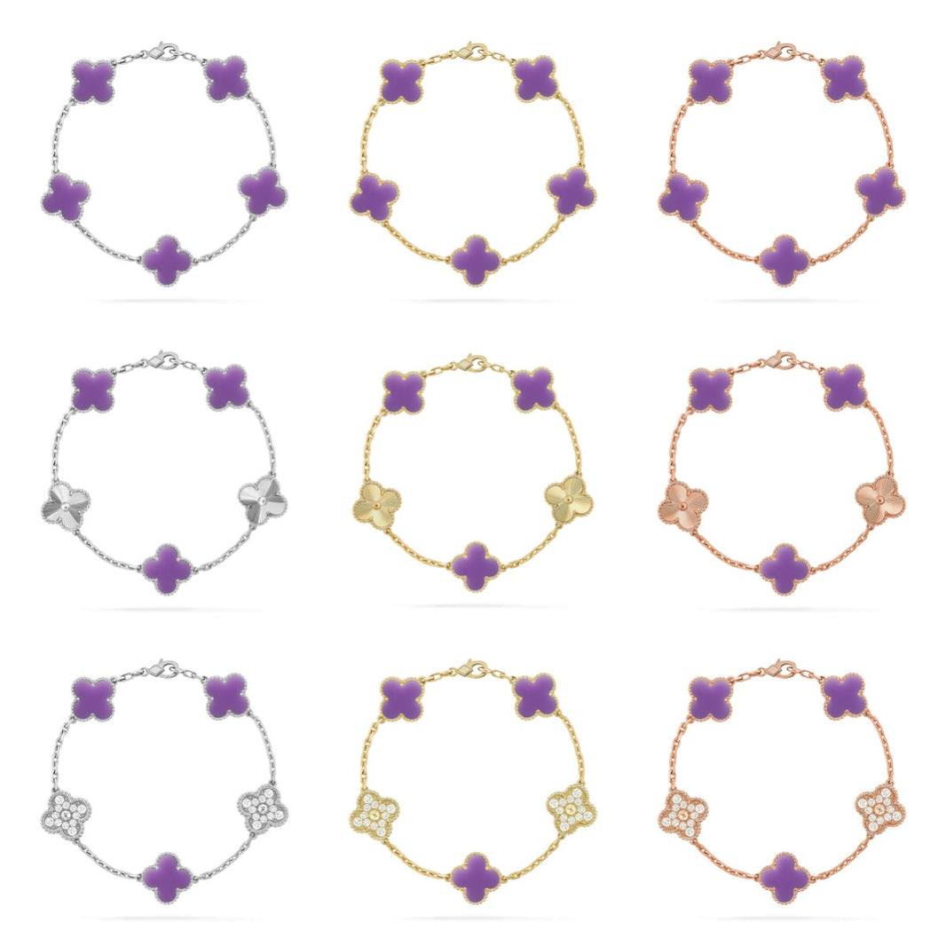 [Super Jewellery]CLOVER 5 MOTIF LIGHT PURPLE BRACELET COLLECTION