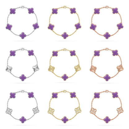 [Super Jewellery]CLOVER 5 MOTIF LIGHT PURPLE BRACELET COLLECTION