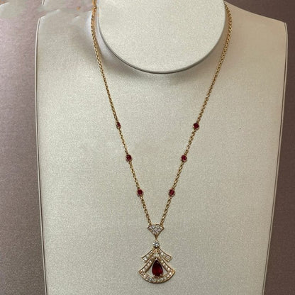 [Super]DREAM NECKLACE CARNELIAN DIAMOND PINK GOLD