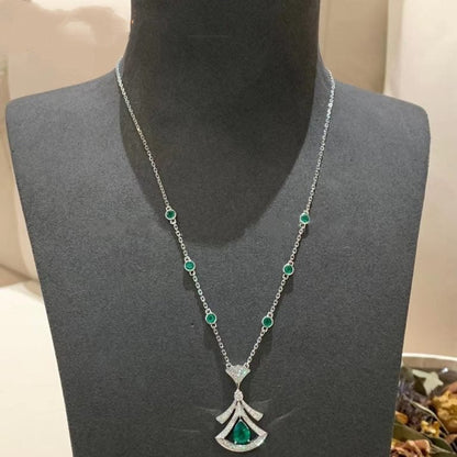 [Super]DREAM NECKLACE MALACHITE DIAMOND SILVER
