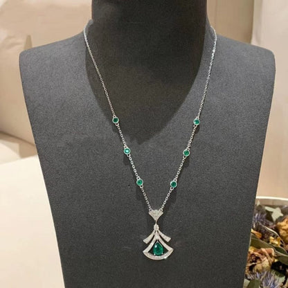 [Super]DREAM NECKLACE MALACHITE DIAMOND SILVER