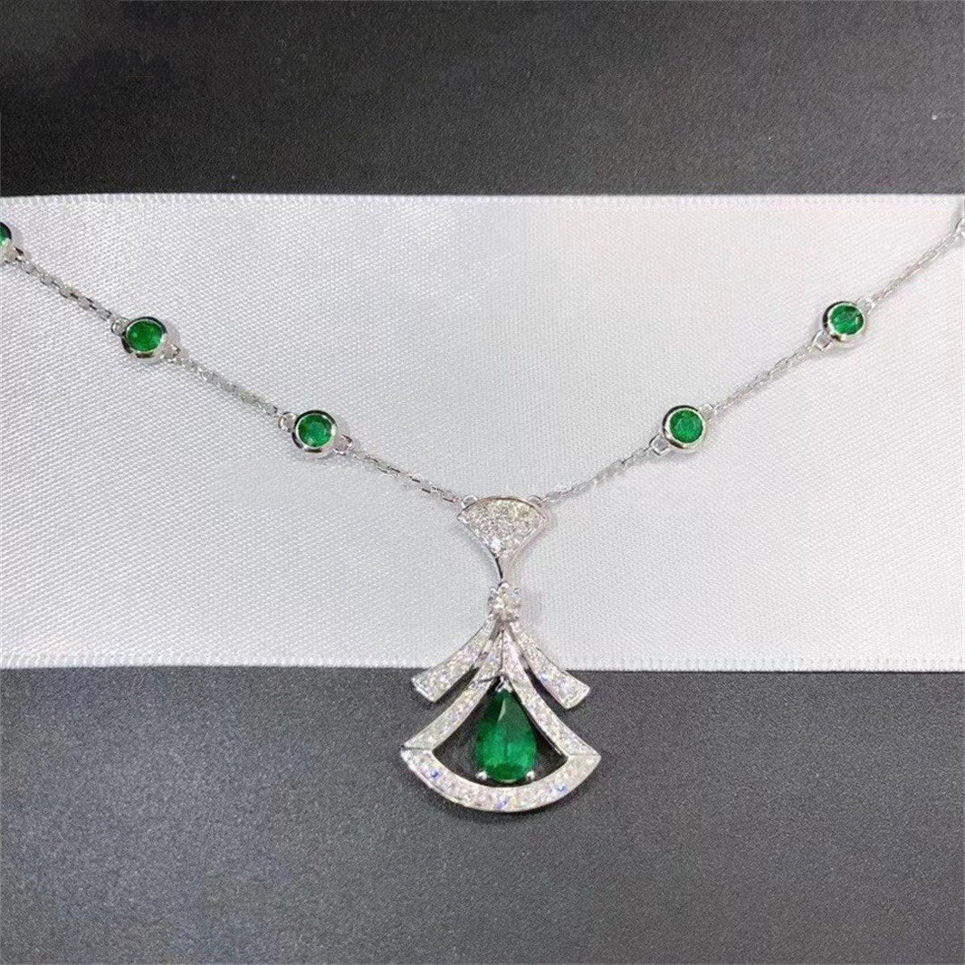 [Super]DREAM NECKLACE MALACHITE DIAMOND SILVER