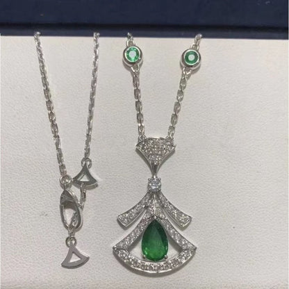 [Super]DREAM NECKLACE MALACHITE DIAMOND SILVER