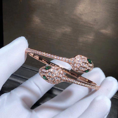 [Super]SERPENTI BRACELET PINK GOLD MALACHITE DIAMOND DOUBLE SNAKE