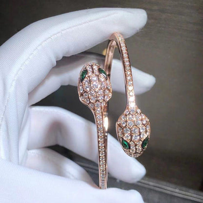 [Super]SERPENTI BRACELET PINK GOLD MALACHITE DIAMOND DOUBLE SNAKE