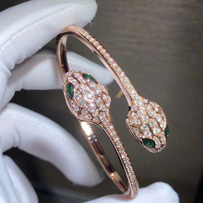 [Super]SERPENTI BRACELET PINK GOLD MALACHITE DIAMOND DOUBLE SNAKE