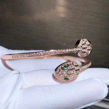 [Super]SERPENTI BRACELET PINK GOLD MALACHITE DIAMOND DOUBLE SNAKE