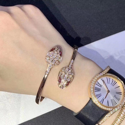 [Super]SERPENTI BRACELET PINK GOLD DIAMOND DOUBLE SNAKE
