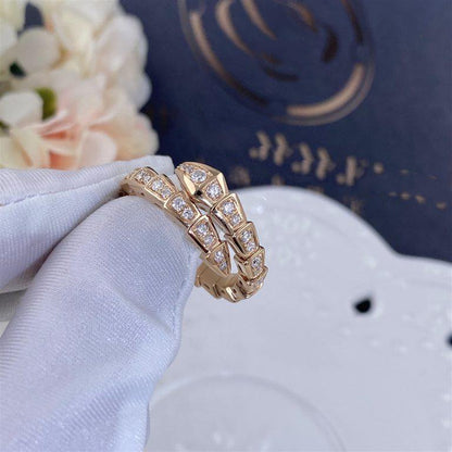 [Super]SERPENTI RING PINK GOLD DIAMOND PAVED 4MM