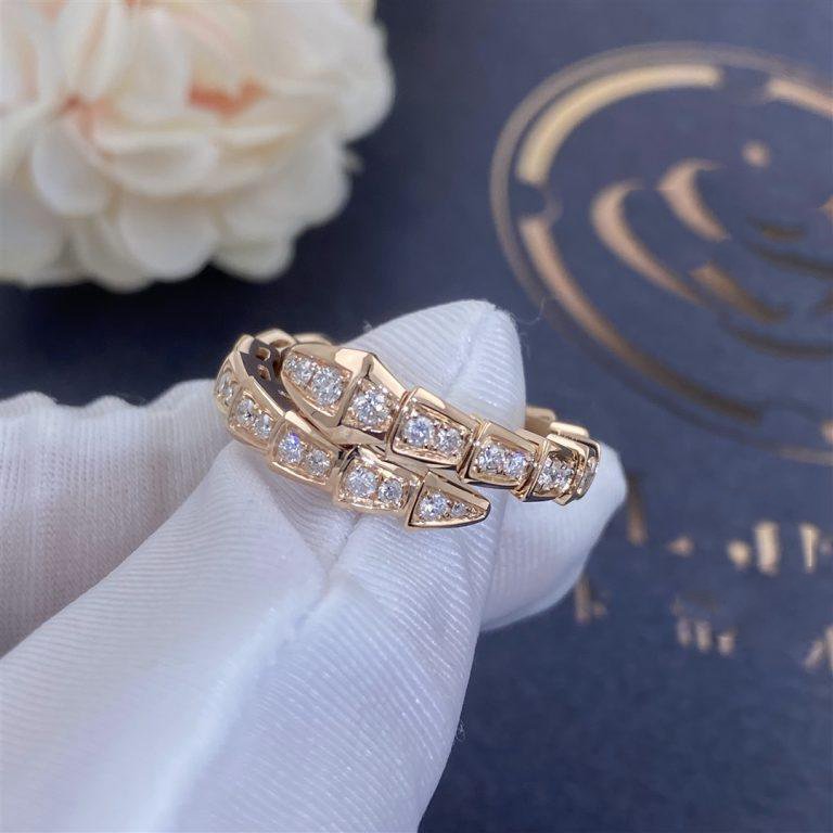[Super]SERPENTI RING PINK GOLD DIAMOND PAVED 4MM