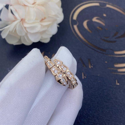 [Super]SERPENTI RING PINK GOLD DIAMOND PAVED 4MM