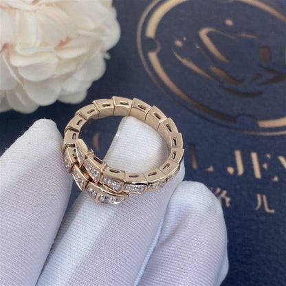 [Super]SERPENTI RING PINK GOLD DIAMOND PAVED 4MM