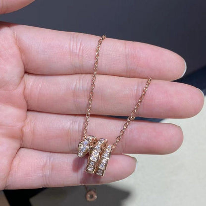 [Super]SERPENTI PINK GOLD NECKLACE DOUBLE RING DIAMOND