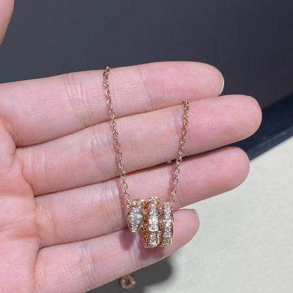 [Super]SERPENTI PINK GOLD NECKLACE DOUBLE RING DIAMOND